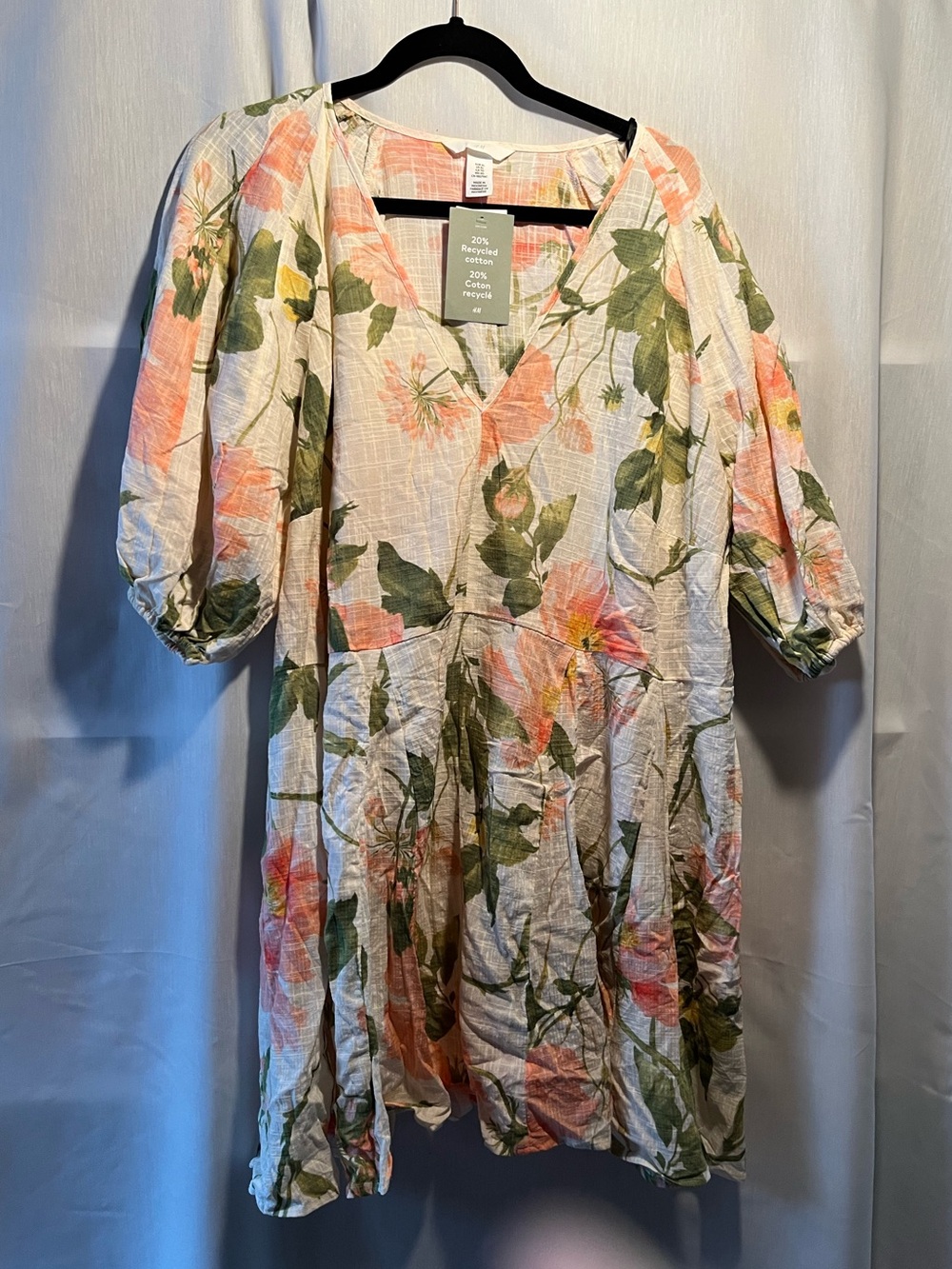 H&M Cream Dress with Peach Floral Print